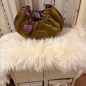 Y2K  Authentic Juicy Couture Velvet Olive and Plum Shoulder Hobo Bag❣️